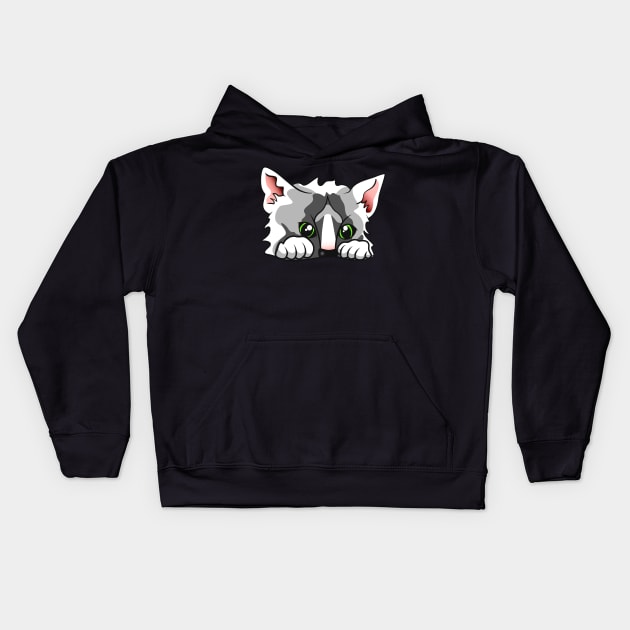 Cute Cat Lurking Funny Kitten Kids Hoodie by Foxxy Merch